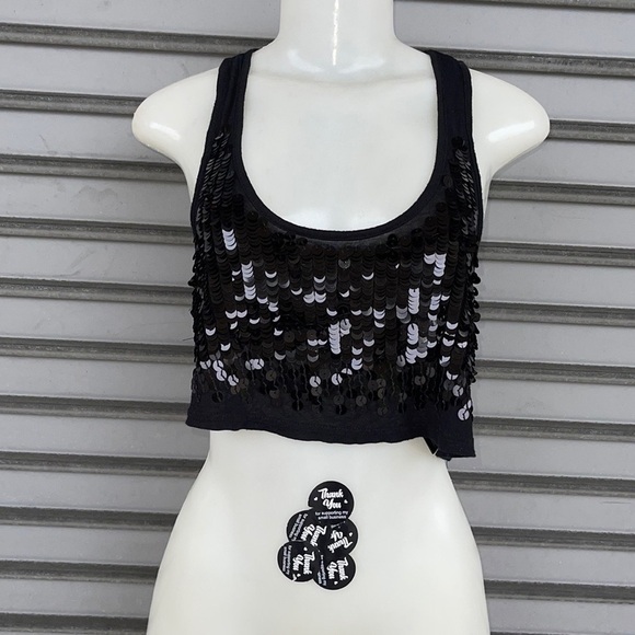 Forever 21 Sequin Crop Top Size M - Picture 1 of 7